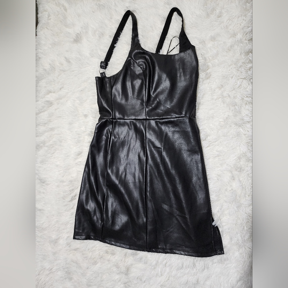 Black Faux Leather Dress